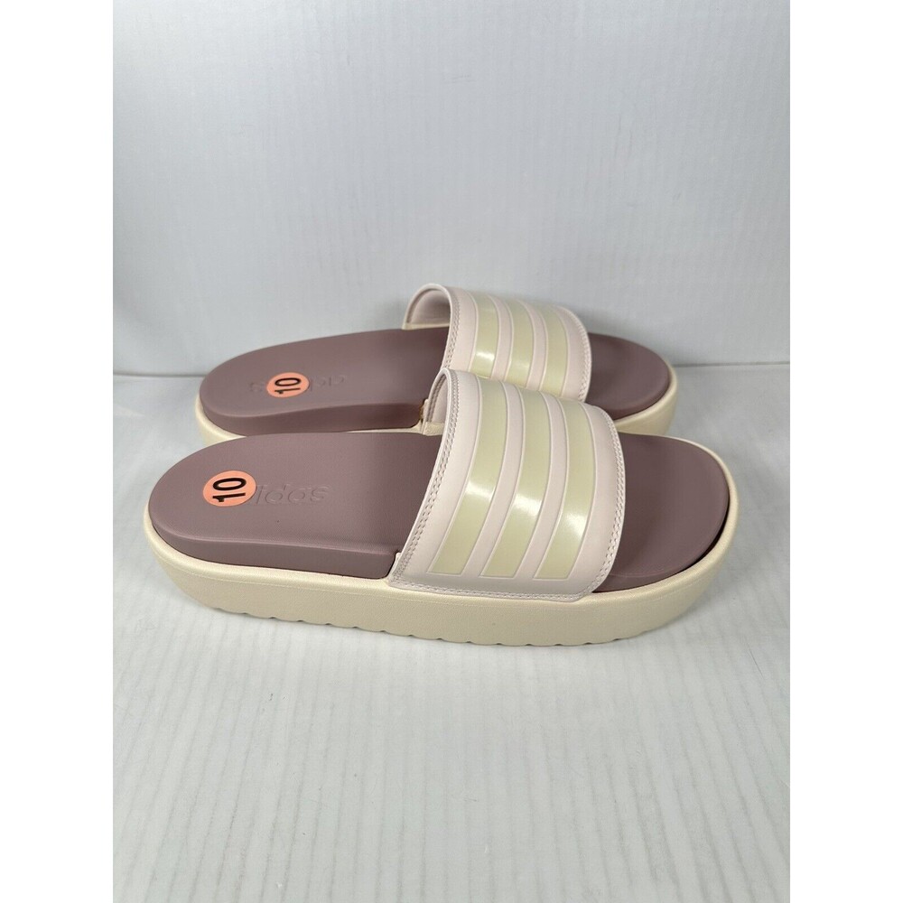 Adidas Adilette Platform Slides Putty Mauve / Wonder White Womens Size 10 IF1620